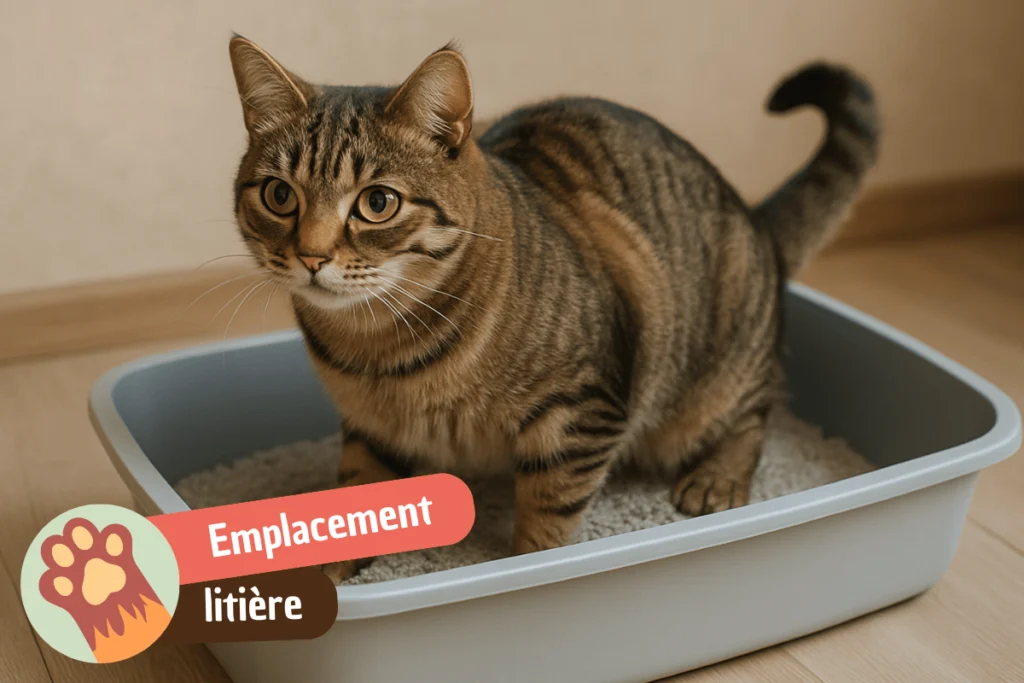 chat qui fait ses besoins dans sa litière