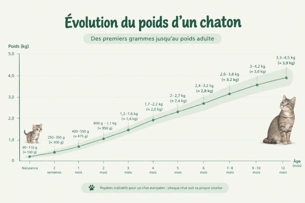 évolution du poids d'un chaton